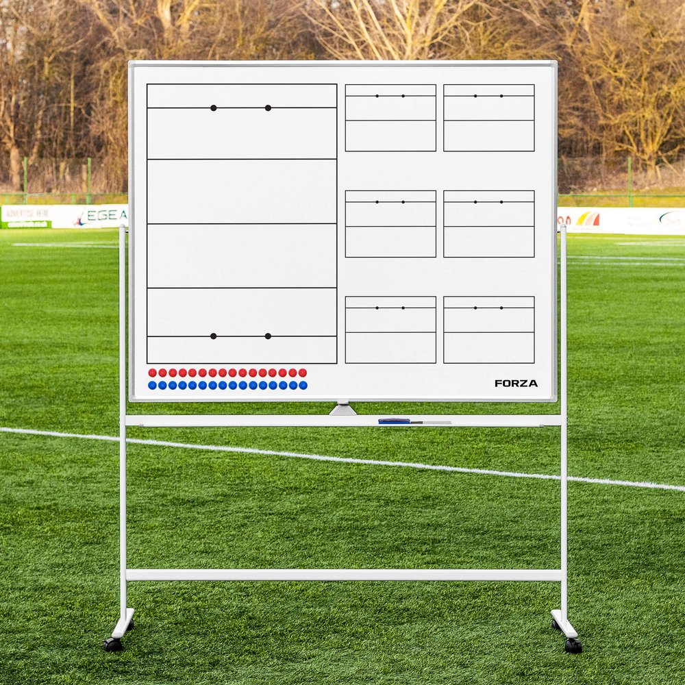 FORZA Double-Sided Wheeled Coaching Whiteboards | Dry Erase Board Equipped with Magnetic Markers, Pen & Eraser [60in x 47in or 35.4in x 24in] (Rubgy, 60" x 47")