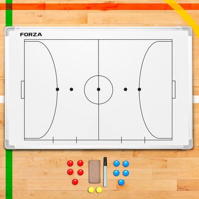 FORZA 35in x 24in Double-Sided Sports Coaching Whiteboard | 13 Sport Options - Dry Erase Board Equipped with Magnetic Markers, Pen & Eraser (Futsal, Without Carry Bag)