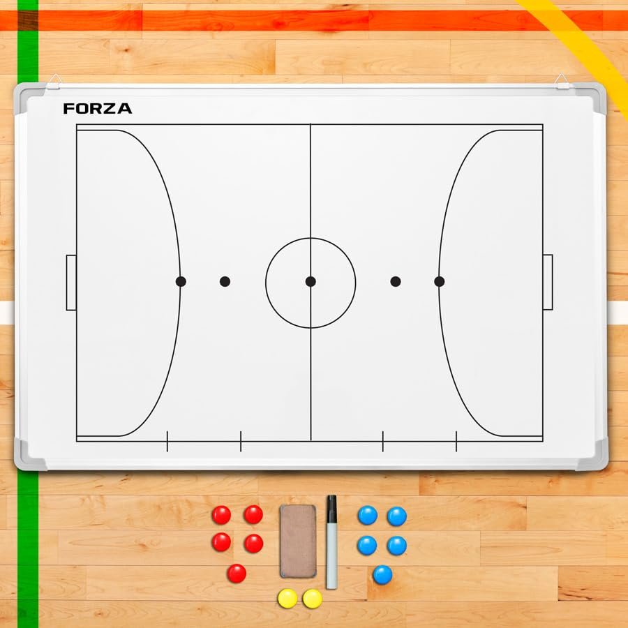 FORZA 35in x 24in Double-Sided Sports Coaching Whiteboard | 13 Sport Options - Dry Erase Board Equipped with Magnetic Markers, Pen & Eraser (Futsal, Without Carry Bag)