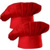 Hyzrz Chef Hat Set of 2 Pack Adult Adjustable Elastic Baker Kitchen Cooking Chef Cap (Red) view 1