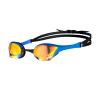 ARENA Unisex Cobra Ultra Swipe Racing Swim Goggles for Men and Women Swipe Anti-Fog Technology Polycarbonate Mirror Lens, Yellow Copper/Blue view 1