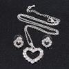 Avalaya Clear Austrian Crystal Open Cut Heart Pendant With Silver Tone Chain and Stud Earrings Set - 40cm L/ 5cm Ext - Gift Boxed view 3