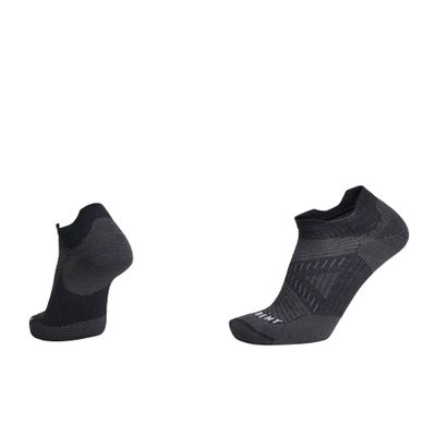 L Bent Ultra Light Micro Tab Run Merino Wool Sock for Trail Running, Road Running, and Hiking - Black - Medium