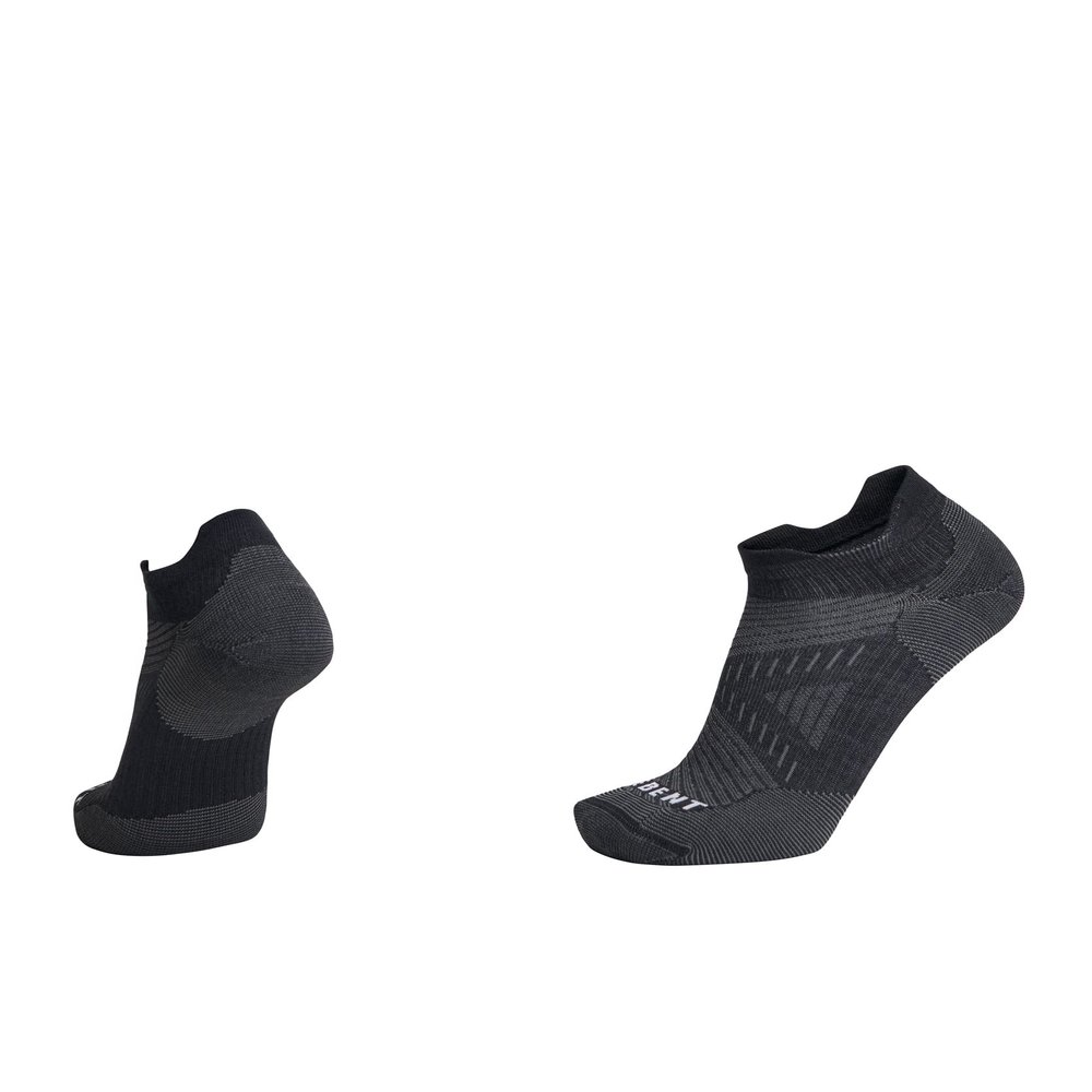 L Bent Ultra Light Micro Tab Run Merino Wool Sock for Trail Running, Road Running, and Hiking - Black - Medium