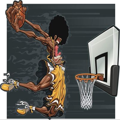 EW Designs Cool Retro Monster Basketball Dunk Cartoon Banner Vinyl Decal Bumper Sticker (12" Wide)