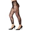Abberrki Women High Waist Fishnet Footless Leggings Flower Pattern Footless Tights (Black # 2) view 1