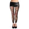 Abberrki Women High Waist Fishnet Footless Leggings Flower Pattern Footless Tights (Black # 2) view 2