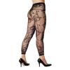 Abberrki Women High Waist Fishnet Footless Leggings Flower Pattern Footless Tights (Black # 2) view 3