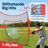 VIVOHOME Baseball Softball Batting Net - 7x7 Ft Baseball Backstop, Softball Practice Net for Hitting, Pitching, Throwing with Batting Tee and Carry Bag, Red view 3