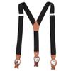 AYOSUSH Mens Suspenders Button End Leather Black Y Back 3 Clip Heavy Duty Braces view 1