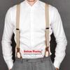 AYOSUSH Mens Suspenders Button End Leather Black Y Back 3 Clip Heavy Duty Braces view 3