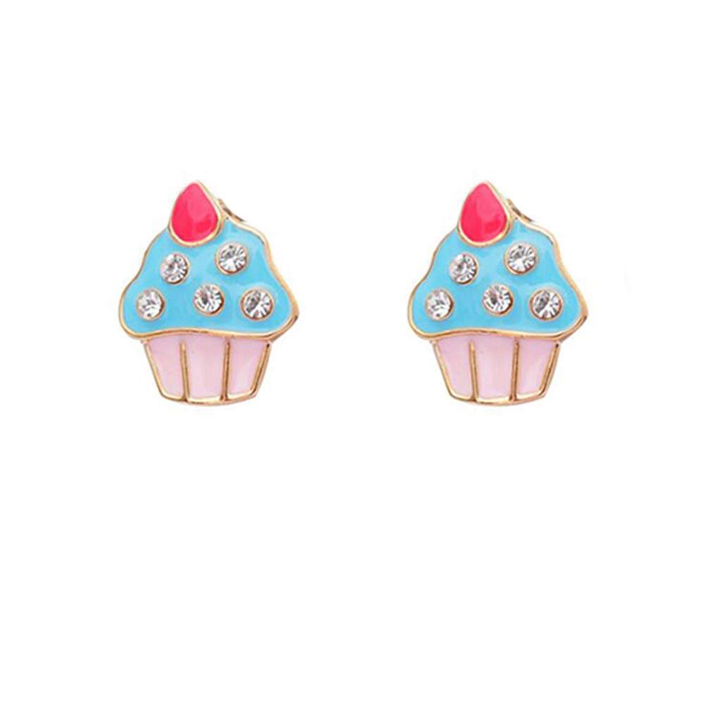 HAPPYAN Fashion Clip On Earrings for Women Cartoon Cake Ice cream Lollipop No Pierced Earrings (Cake)
