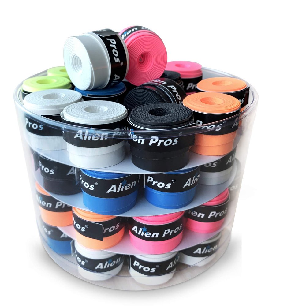 Alien Pros Tennis Racket Grip Tape (60 Grips) Precut and Light Tac Feel Tennis Grip Tennis Overgrip Grip Tape Tennis Racket Wrap Your Racquet for High Performance (60 Grips, Mixed Colors)