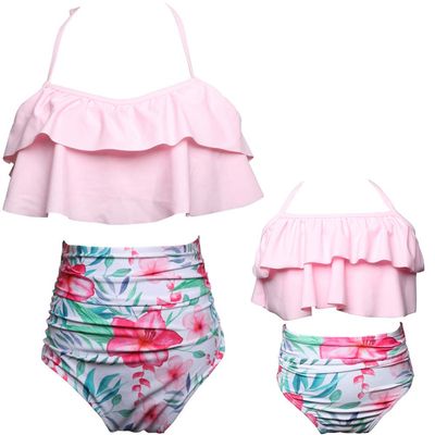 Baby Girls Swimsuits Mommy and Me Swimsuits 2 Pieces Family Matching Swimsuit Pink