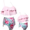 Baby Girls Swimsuits Mommy and Me Swimsuits 2 Pieces Family Matching Swimsuit Pink view 2