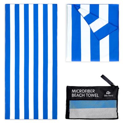 Quick Dry Towel Extra Large 78x35 Inch - Microfiber Beach Towel - Perfect for Beach, Travel, Swimming, Pool, Yoga, Hiking, Camping - Lightweight, Fast Drying, Compact for Adults (Cabana Blue)