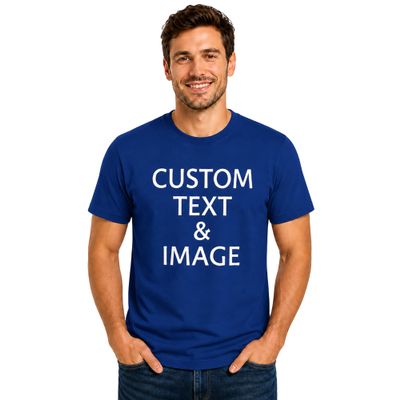 Custom T Shirts for Men Women Personalized Photo Text Logo Unisex Cotton Tee Design Your Own Front Back Print Adult Shirt Cobalt