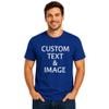 Custom T Shirts for Men Women Personalized Photo Text Logo Unisex Cotton Tee Design Your Own Front Back Print Adult Shirt Cobalt view 1