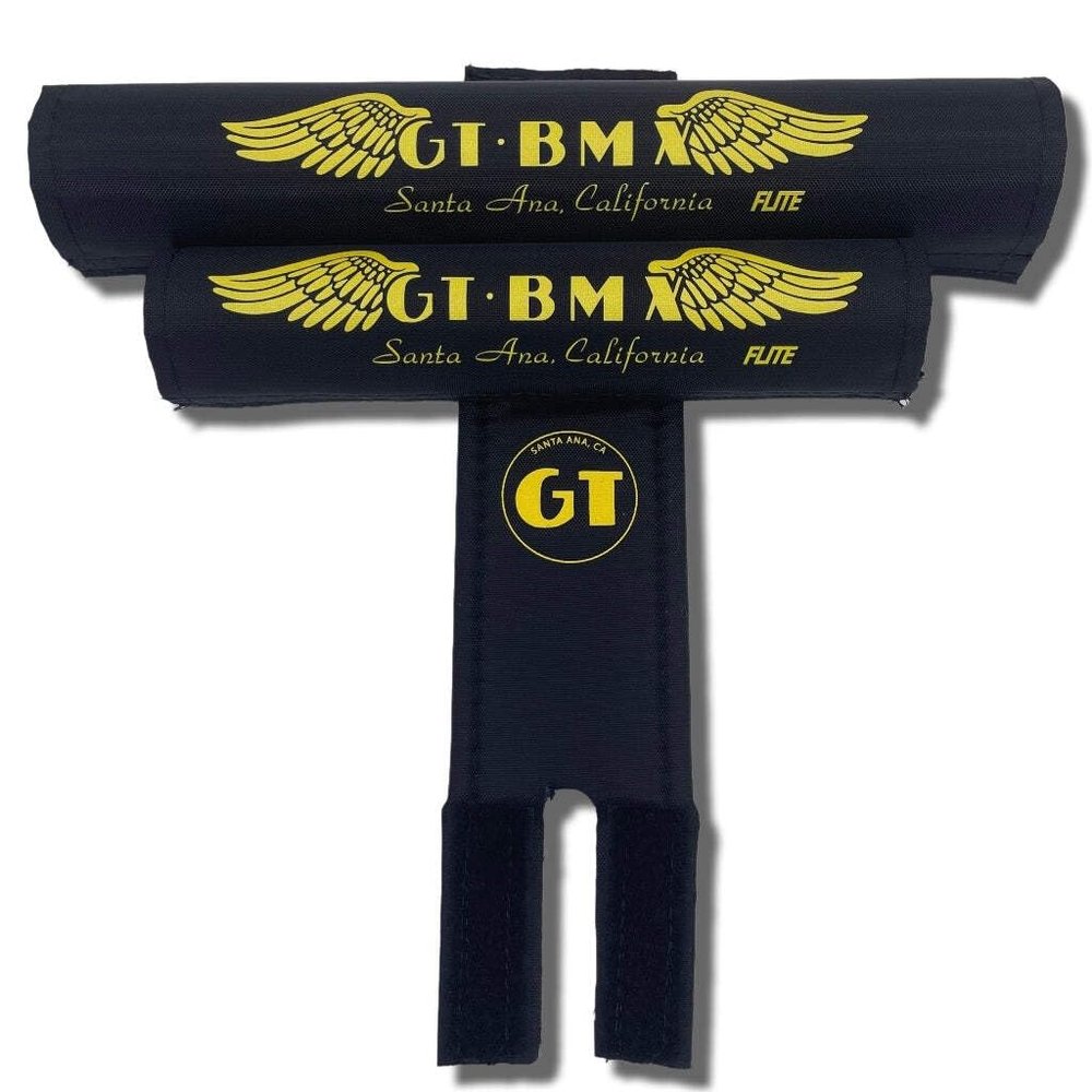 GT Santa Ana Wings 1984-86 BMX Pad Sets by Flite Black and Yellow 1" top Tube Diameter