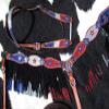 Showman Leather Headstall Set with Red, Silver and Blue Glitter Accents view 2