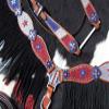 Showman Leather Headstall Set with Red, Silver and Blue Glitter Accents view 3