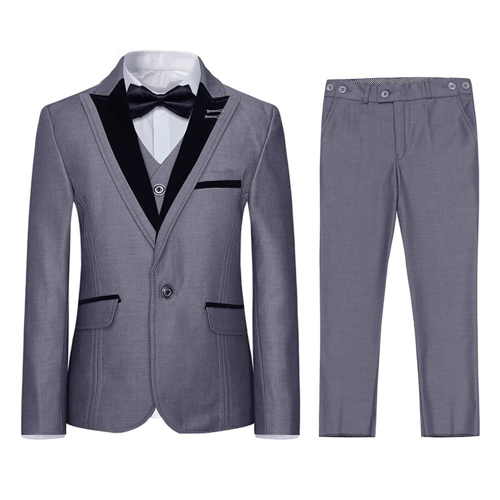 Boyland Boys 3 Pieces Suits Jacquard Shawl Lapel Slim Fit Tux Jacket Vest Pants 4 Colors Prom Party Wedding