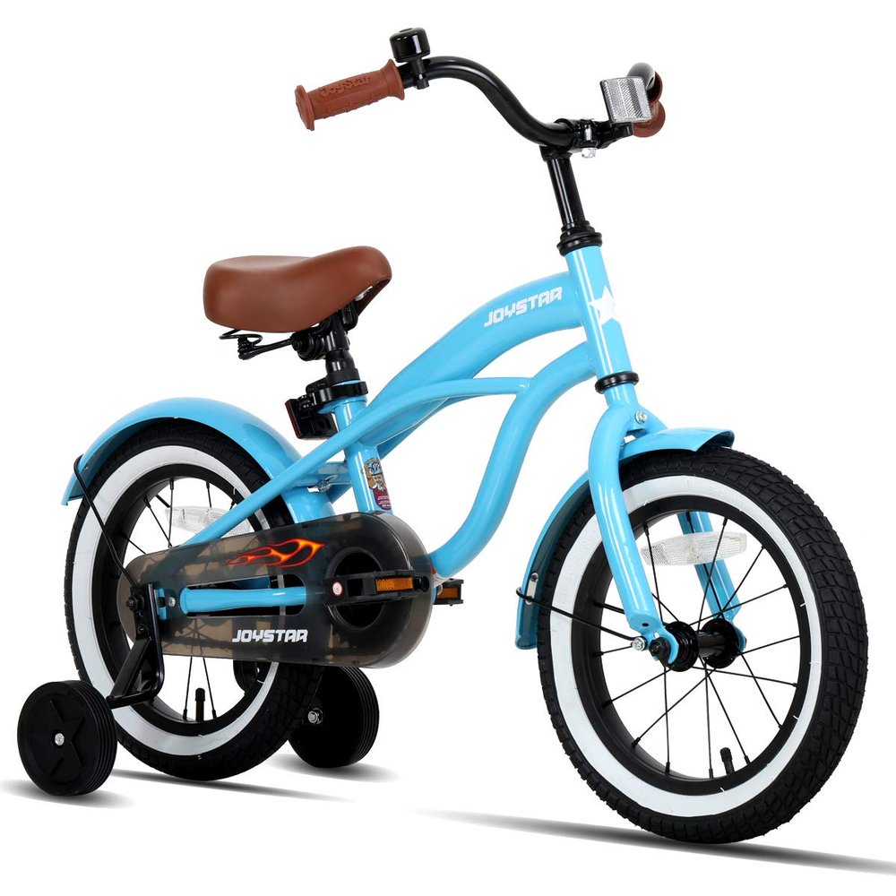 JOYSTAR 14 Inch Kids Bike with Training Wheels for Ages 3-5 Years Old Girls Boys Bikes Toddler Bike Beach Cruiser Kids Bicycle Blue