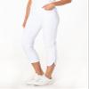 Slimsation Womens Golf Pull-On Crop Pants with Pockets Tummy Control Stretch Fabric, Dolphin Hem, Mid Rise Slim Fit Capri for Golf, Travel & Everyday Wear (White, 16) view 2