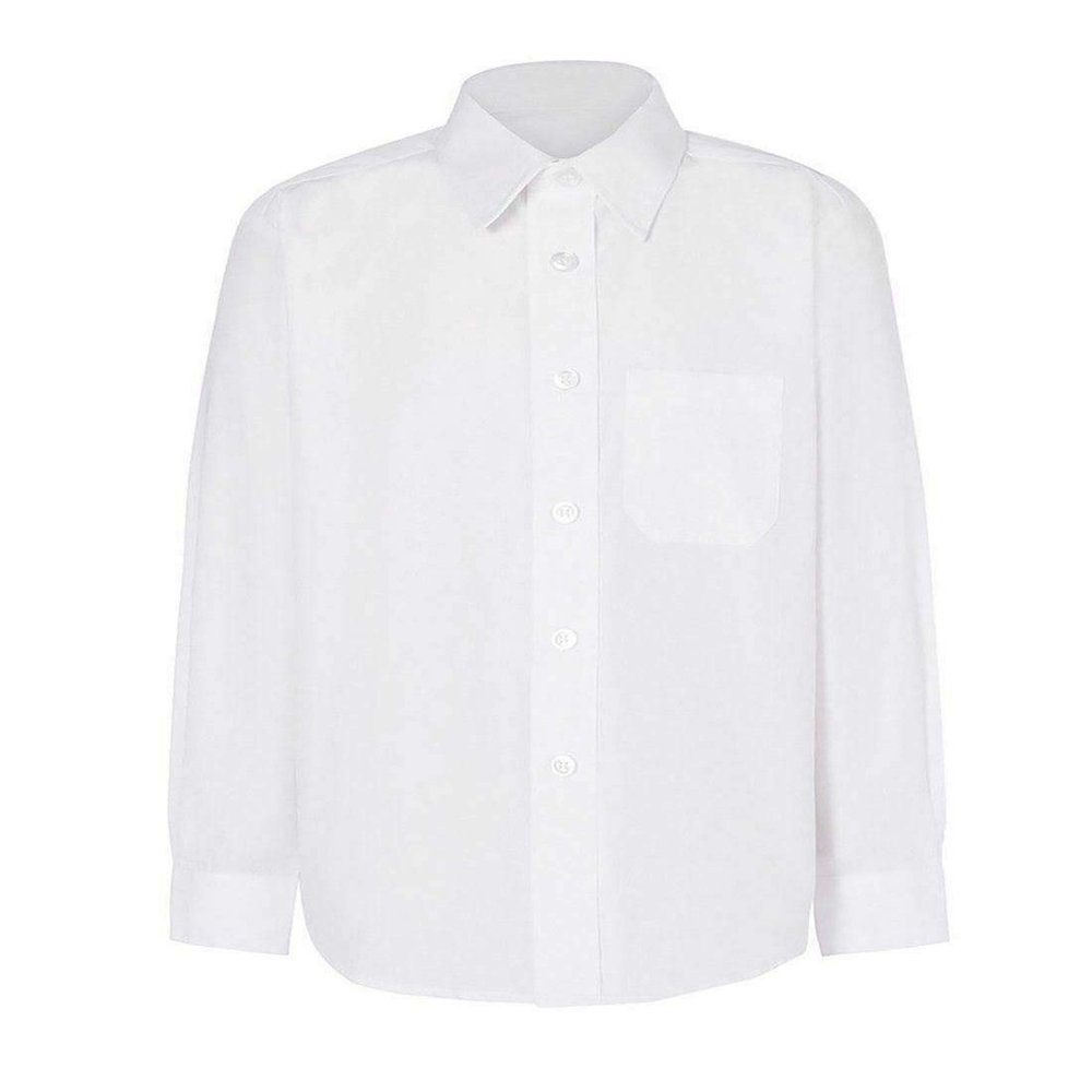Boys Short and Long Sleeve Collared Formal Shirt Girls School Wear Button Down Top White Long Sleeve Girls Chest 40 Inches