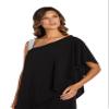 R&M Richards Women's Knee-Length One-Shoulder Dress W/Rhinestone Strap & Asymmetric Draped Overlay view 2