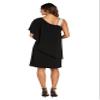 R&M Richards Women's Knee-Length One-Shoulder Dress W/Rhinestone Strap & Asymmetric Draped Overlay view 3
