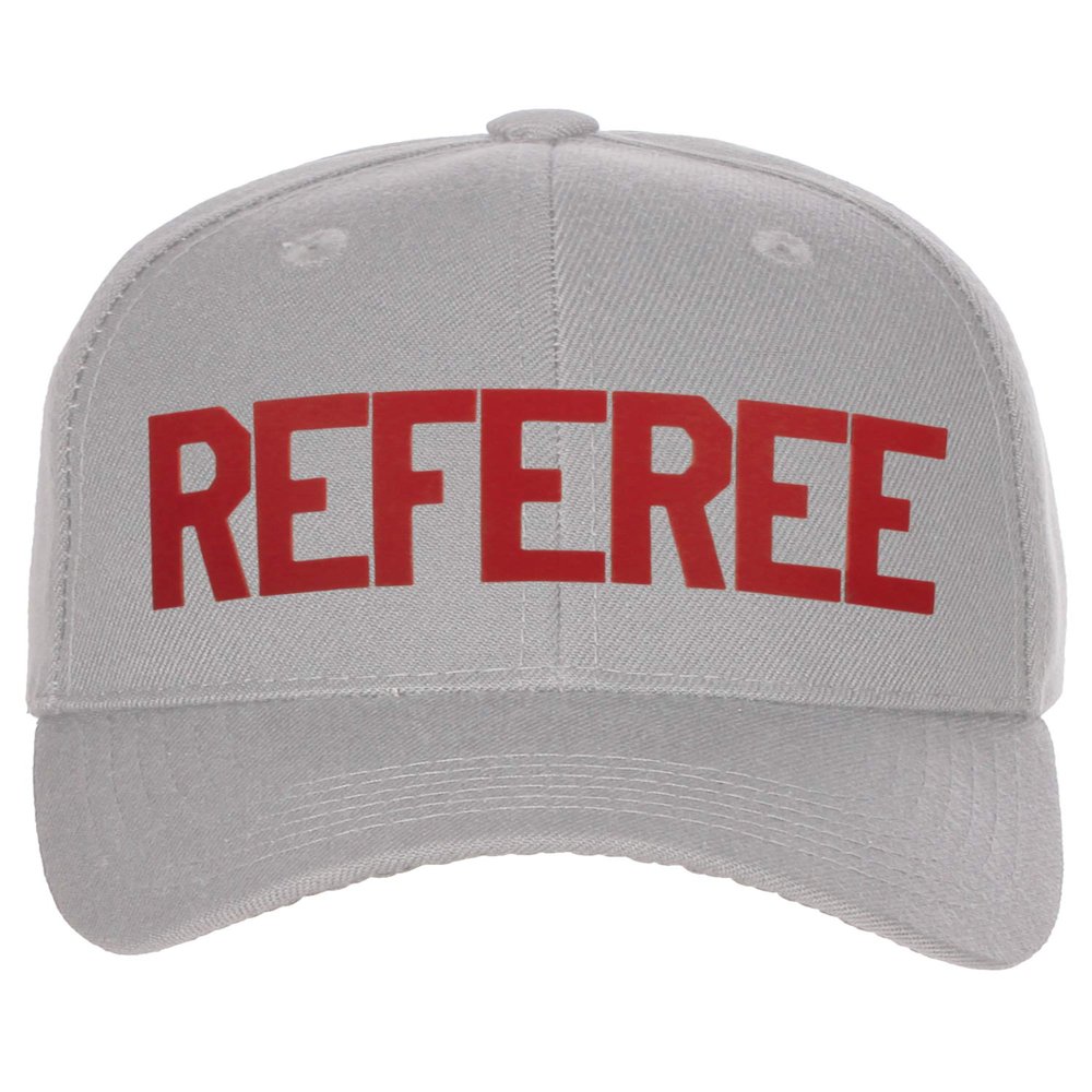 Sport Classic Baseball Hat Custom Referee Letters Structured Cap, Grey Hat Red Letters