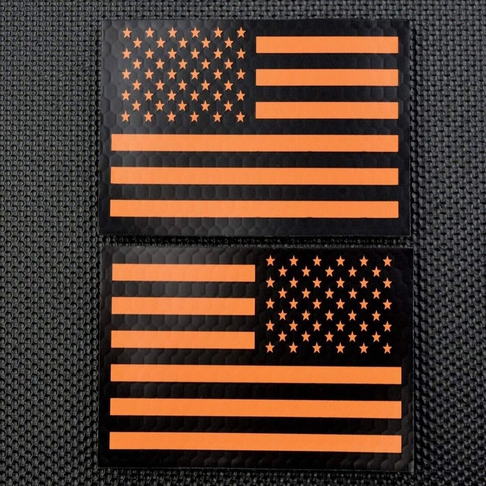 BritKitUSA SAR Infrared US Flag Patch Set Black & Orange Search & Rescue IR