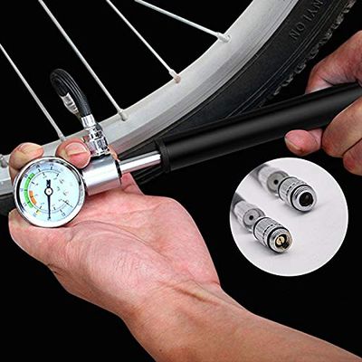 Mini Bicycle Pump with Pressure Gauge 210 PSI Portable Hand Cycling Pump Presta and Schrader Ball Road Tire Bike Pump New