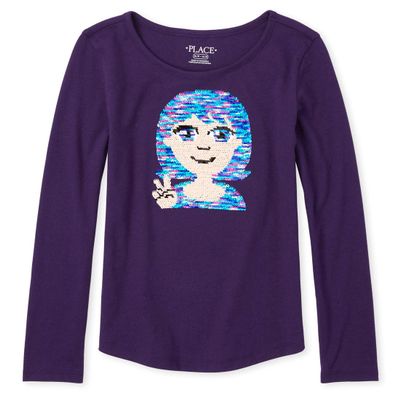 The Children's Place Big Girl's Graphic Tops Shirt, Empire Purple, S (5/6)