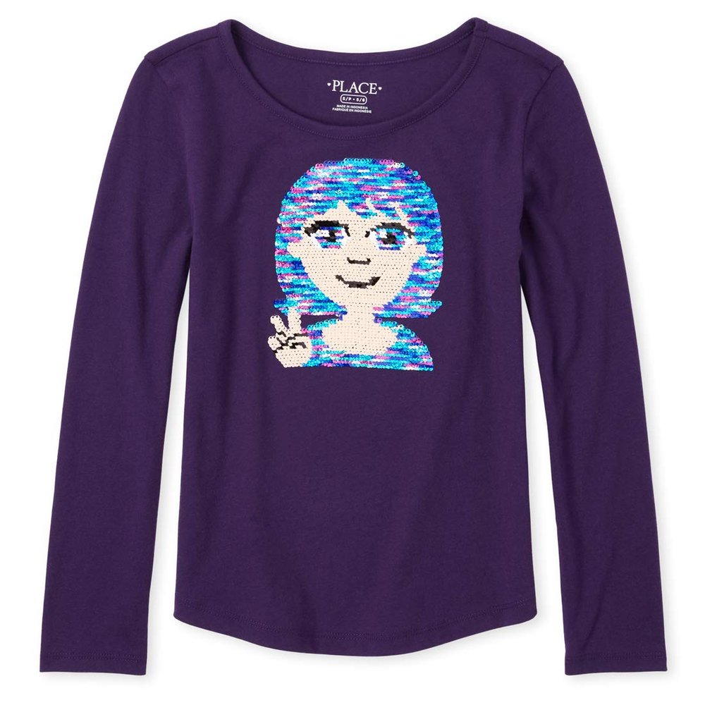 The Children's Place Big Girl's Graphic Tops Shirt, Empire Purple, S (5/6)