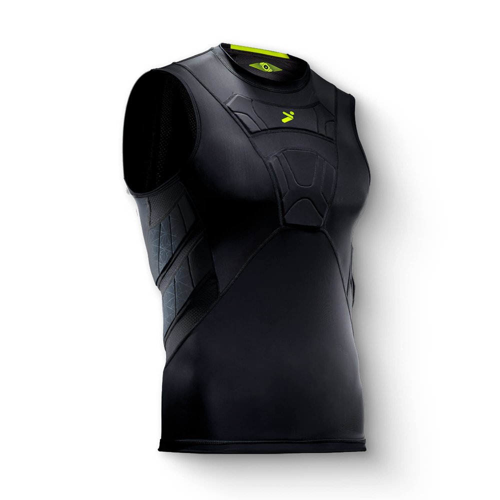 Storelli BodyShield Sleeveless Undershirt, Protective Soccer Base Layer, Lightweight Compression Top with Padded Chest and Rib Protection, Ultimate Comfort and Safety for Athletes, Black, Youth XL