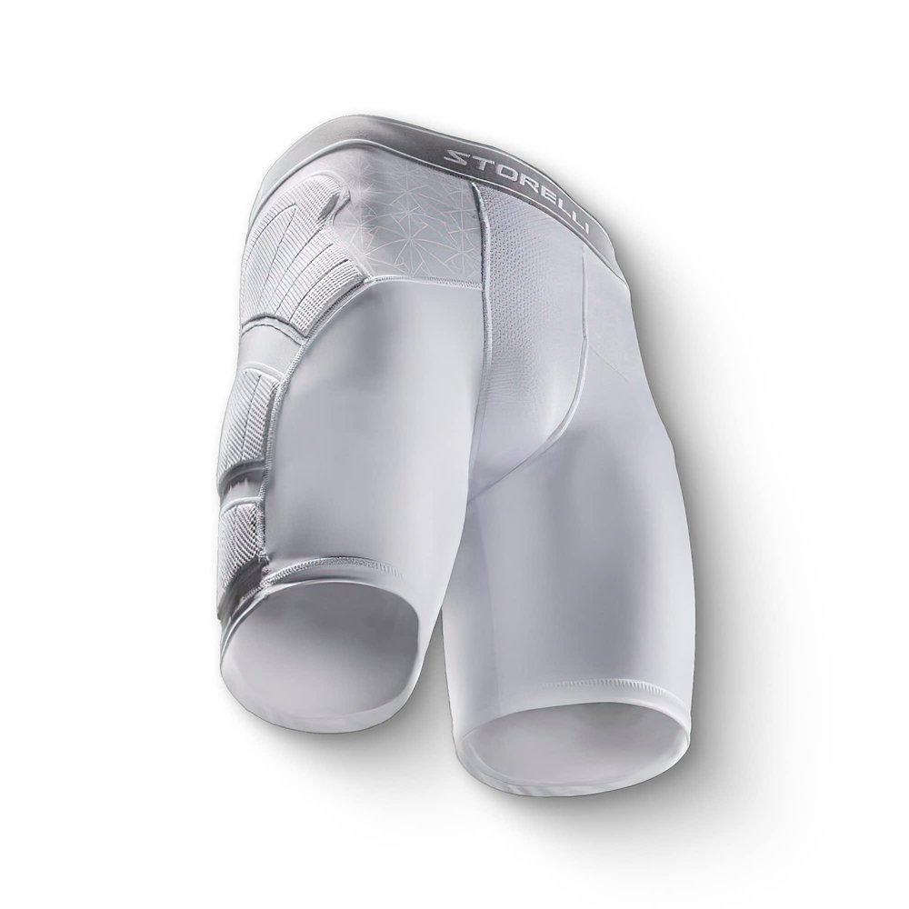 Storelli Unisex BodyShield Impact Sliders, High-Impact Protection, Sweat-Wicking, UV-Resistant Athletic Undershorts for Soccer & Heavy-Duty Sports, White, Youth Extra Large