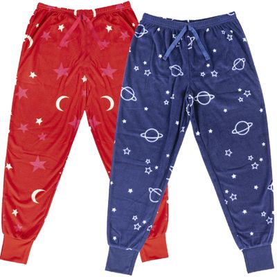Mad Dog Girl's Pajama Pants - 2/3 Pack, Soft Micro Fleece Fashion Sleepwear Lounge. Sizes: 6-16, 2 Pack, 6, Space/Stars
