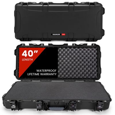 NANUK 985 Hard Case 40 with Wheels & Customizable Foam Insert, IP67 Waterproof & Crushproof, Rugged Construction for Ultimate Protection, Made in North America Black (39.7 x 17.3 x 6.6)