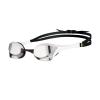 ARENA Unisex Cobra Ultra Swipe Racing Swim Goggles for Men and Women Swipe Anti-Fog Technology Polycarbonate Mirror Lens, Silver/White view 1