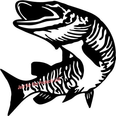 6 x 5.25 Muskie Pike Fish Fishing Boat Vinyl Die Cut Decal Bumper Sticker, Windows, Cars, Trucks, laptops, etc
