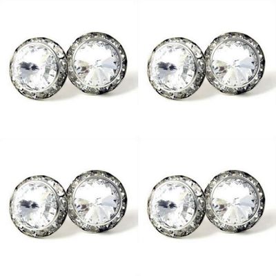 4 Pairs 20mm Round Shaped Acrylic Stone Post Earrings for Womens Wedding Dance Costume Casual Wear Stage Jewelry Mothers Day Gift Clear