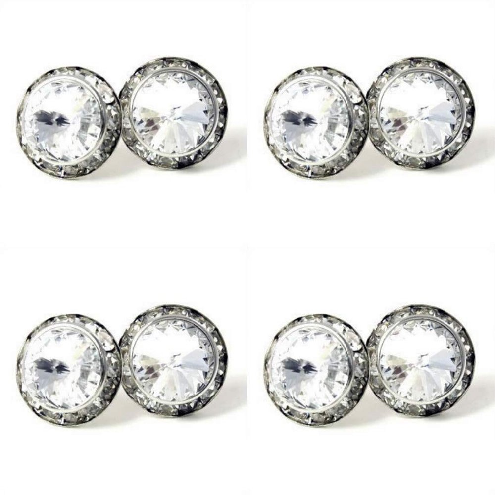 4 Pairs 20mm Round Shaped Acrylic Stone Post Earrings for Womens Wedding Dance Costume Casual Wear Stage Jewelry Mothers Day Gift Clear