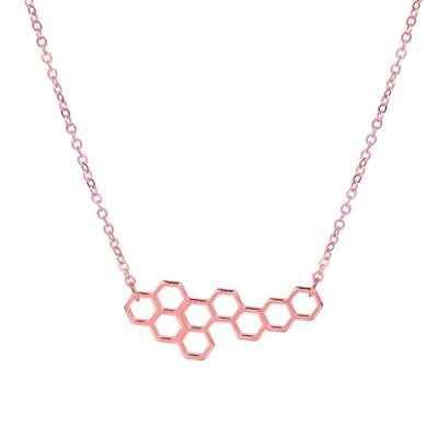 10K Gold Color Honeycomb Dangle Earring 3 Tone (rose gold necklace)