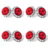 4 Pairs 15mm Rhinestone Round Shaped Acrylic Stone Inside Crystal Ear Studs For Dance Competitions Stage Performance Bridal Party Earrings Jewelry Red view 1