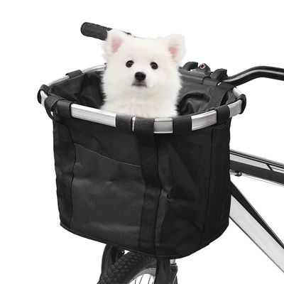 Lixada Bike Basket, Small Pet Cat Dog Carrier Bicycle Handlebar Front Basket Folding Detachable Removable Easy Install Quick Released Picnic Shopping Bag, Max. Bearing: 11lbs