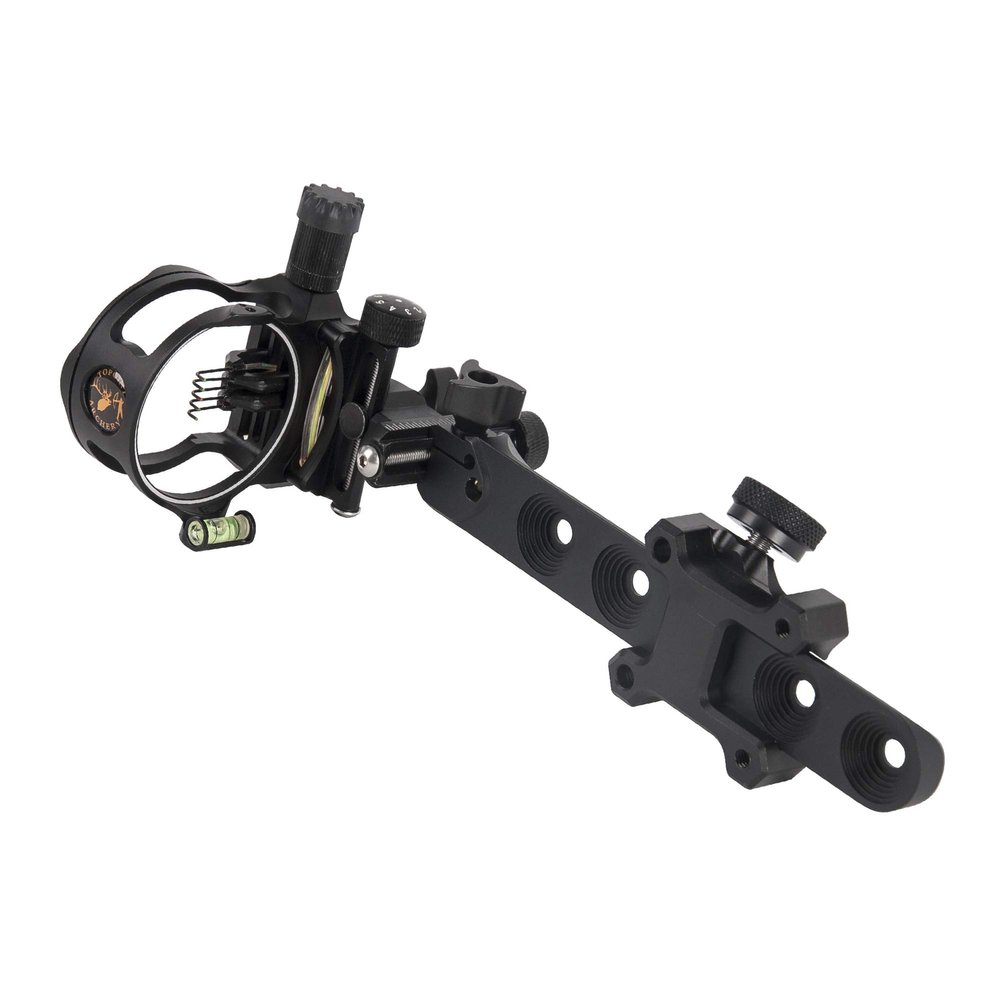 TOPOINT ARCHERY CNC Aluminum 5 Pins Or 7 Pins .019" Tool-Less Bow Sight with Micro Adjust Detachable Bracket LED Sight Light Left and Right Hand (PRO 5 PINS, Black)