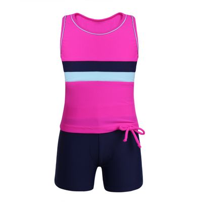 easyforever Girls Kids Tankini Sleeveless Swim Tops with Bottoms Set Gym Workout Swimsuit Swimwear Rose 12