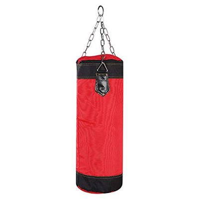 Heavy Punching Bag,Training Boxing Bag with Chain for Adults Men Women(Empty) (60CM-Red) Martial Arts
